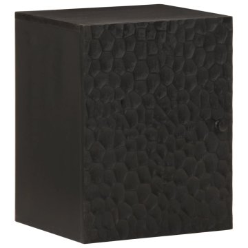 Greatstore Stenska kopalniška omarica črna 38x33x48 cm trden mangov les