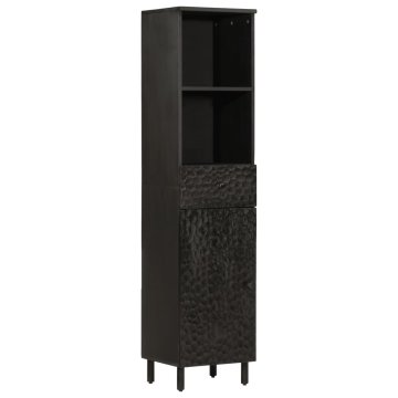 Greatstore Kopalniška omarica črna 38x33x160 cm trden mangov les