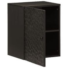Greatstore Stenska kopalniška omarica črna 38x33x48 cm trden mangov les