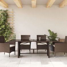 Greatstore Vrtna miza s stekleno ploščo rjava 190x80x74 cm poli ratan