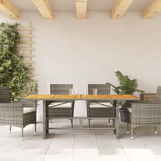 Greatstore Vrtna miza z leseno akacijevo ploščo siva 190x80x74 cm PE ratan