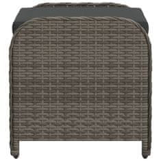 shumee Vrtni stolček z blazino siv 58x46x46 cm poli ratan