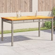 Greatstore Vrtna miza siva 140x80x75 cm poli ratan in akacijev les