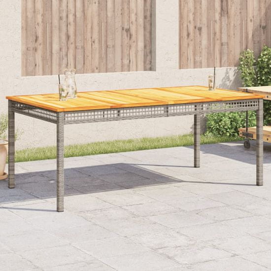 Greatstore Vrtna miza siva 180x90x75 cm poli ratan in akacijev les