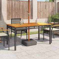 Greatstore Vrtna miza črna 140x80x75 cm poli ratan in akacijev les