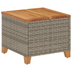 Greatstore Vrtna miza siva 45x45x37 cm poli ratan in akacijev les