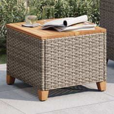 Greatstore Vrtna miza siva 45x45x37 cm poli ratan in akacijev les