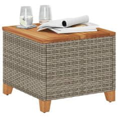 Greatstore Vrtna miza siva 45x45x37 cm poli ratan in akacijev les