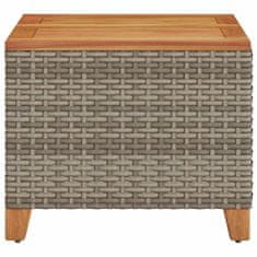 Greatstore Vrtna miza siva 45x45x37 cm poli ratan in akacijev les