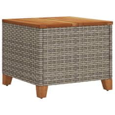 Greatstore Vrtna miza siva 45x45x37 cm poli ratan in akacijev les