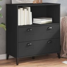Greatstore Knjižna omara VIKEN črna 80x40x90 cm trdna borovina