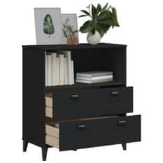 Greatstore Knjižna omara VIKEN črna 80x40x90 cm trdna borovina