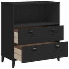 Greatstore Knjižna omara VIKEN črna 80x40x90 cm trdna borovina