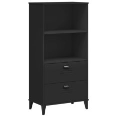 Greatstore Knjižna omara VIKEN črna 60x35x123 cm trdna borovina