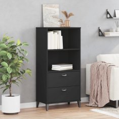 Greatstore Knjižna omara VIKEN črna 60x35x123 cm trdna borovina