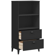 Greatstore Knjižna omara VIKEN črna 60x35x123 cm trdna borovina