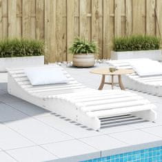 Greatstore Ležalnik bel 205x60x31,5 cm trdna borovina