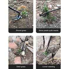 Netscroll Vrtni pripomoček za odstranjevanje plevela, rahljanje zemlje, spodbujanje rasti, odlično orodje za odstranjevanje plevela iz robnikov in tlakovcev, ergonomski leseni ročaj, DuoWeeder