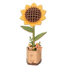 Robotime leseni cvet sončnice, lesena 3D sestavljanka, (TW011)