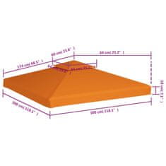 Vidaxl Nadomestna streha za paviljon 310 g/m² oranžna 3x3 m