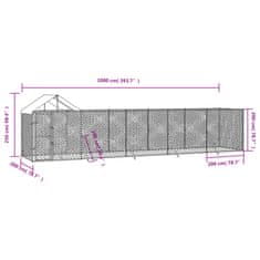 Vidaxl Zunanja pasja ograda s streho srebrna 10x2x2,5m pocinkano jeklo