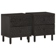 Greatstore Nočna omarica 2 kosa črna 40x33x46 cm trden mangov les