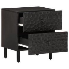 Greatstore Nočna omarica črna 40x33x46 cm trden mangov les