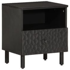 Greatstore Nočna omarica črna 40x33x46 cm trden mangov les