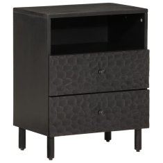 Greatstore Nočna omarica črna 50x33x60 cm trden mangov les