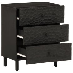 Greatstore Nočna omarica črna 50x33x60 cm trden mangov les
