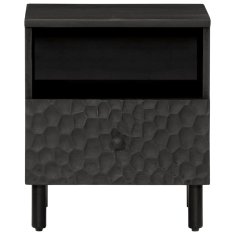 Greatstore Nočna omarica 2 kosa črna 40x33x46 cm trden mangov les