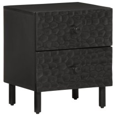 Greatstore Nočna omarica 2 kosa črna 40x33x46 cm trden mangov les