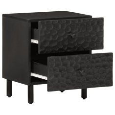 Greatstore Nočna omarica 2 kosa črna 40x33x46 cm trden mangov les
