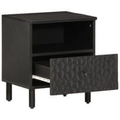 Greatstore Nočna omarica črna 40x33x46 cm trden mangov les