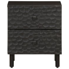 Greatstore Nočna omarica 2 kosa črna 40x33x46 cm trden mangov les