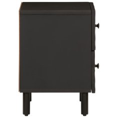 Greatstore Nočna omarica 2 kosa črna 40x33x46 cm trden mangov les