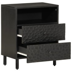Greatstore Nočna omarica črna 50x33x60 cm trden mangov les
