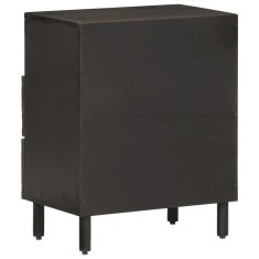 Greatstore Nočna omarica črna 50x33x60 cm trden mangov les