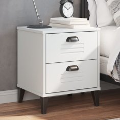 Greatstore Nočna omarica VIKEN bela trdna borovina