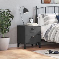 Greatstore Nočna omarica VIKEN antracitno siva trdna borovina
