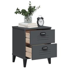 Greatstore Nočna omarica VIKEN antracitno siva trdna borovina