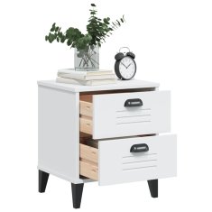Greatstore Nočna omarica VIKEN bela trdna borovina