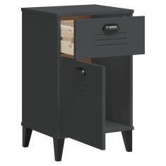 Greatstore Nočna omarica VIKEN antracitno siva trdna borovina
