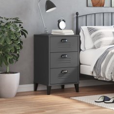 Greatstore Nočna omarica VIKEN antracitno siva trdna borovina