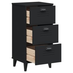 Greatstore Nočna omarica VIKEN črna trdna borovina