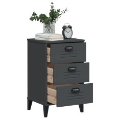Greatstore Nočna omarica VIKEN antracitno siva trdna borovina