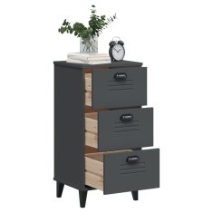 Greatstore Nočna omarica VIKEN antracitno siva trdna borovina