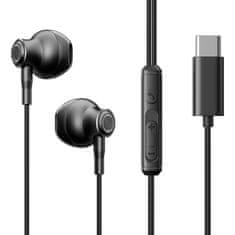 Joyroom Kabel USB-C za slušalke v ušesih 1,2 m črn