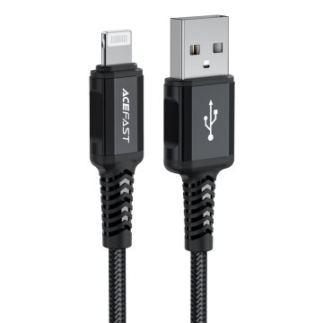 AceFast MFI kabel za iPhone USB - Lightning 2,4 A 1,8 m črn