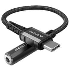 AceFast Priključek za slušalke AUX USB-C na 3,5 mm mini jack 18 cm črn